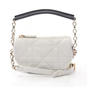 Dior Vibe Shoulder Bag Leather White Navy Blue